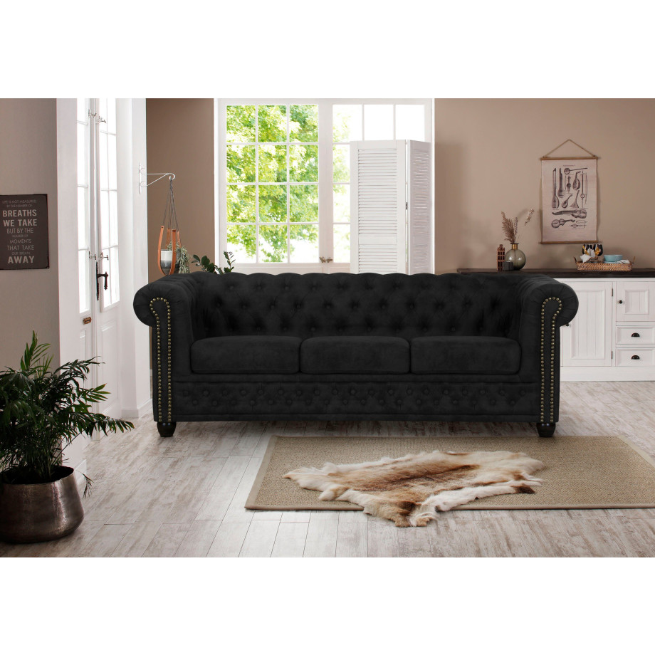 Home affaire Chesterfield-bank Rysum Chesterfield look, in 2 verschillende stoffen, 2 versies snel leverbaar afbeelding 1