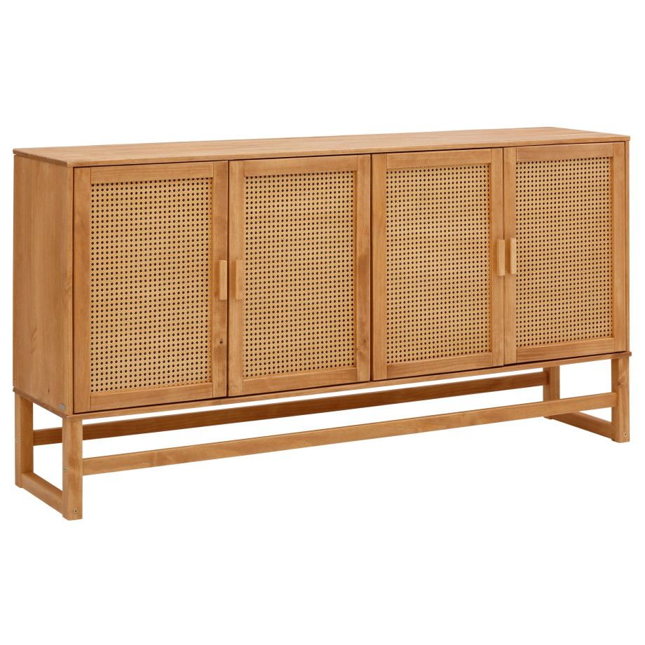 Home affaire Dressoir Linz Commode met rotan vlechtwerk op de deurfronten, van massief hout afbeelding 1