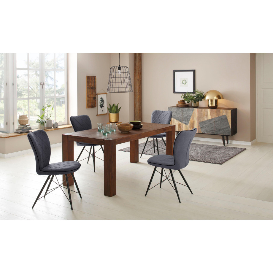 Home affaire Eethoek Gimbi bestaand uit 1 eettafel van hout en 4 stoelen met geweven bekleding (set, 5-delig) afbeelding 1