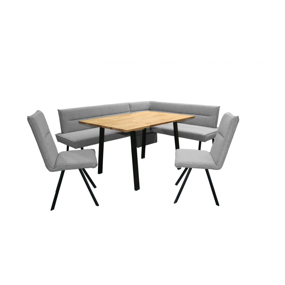 Home affaire Eethoek Sava Hoekbank met nosagvering in de zitting, massief eiken tafel (set, 4-delig) afbeelding 1