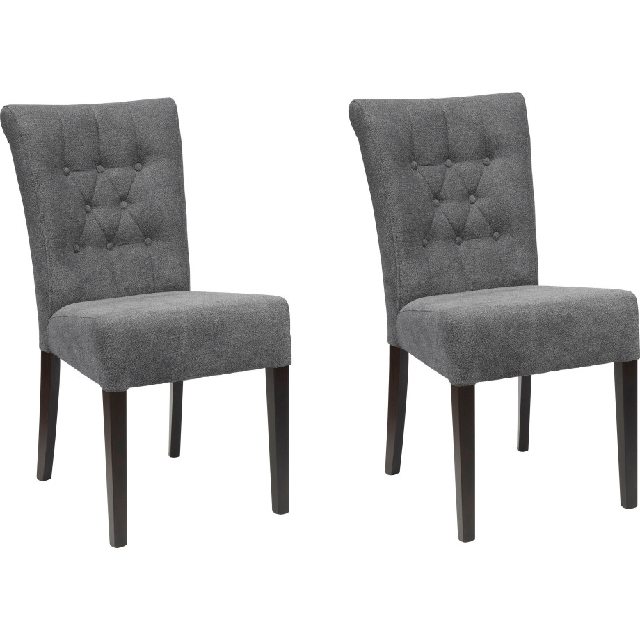 Home affaire Eetkamerstoel Queen Gestoffeerde stoel met knoopdetails, set van 2, 4 of 6 afbeelding 1