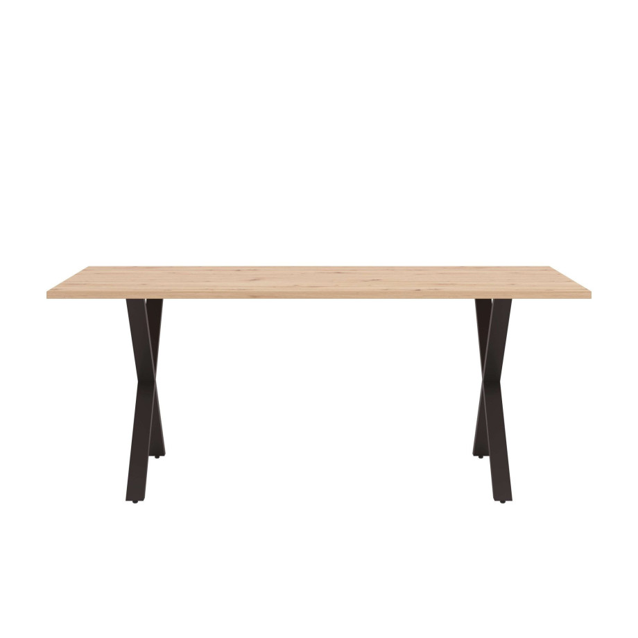 Home affaire Eettafel Picardy, 180 cm, kruisvoet, zwart X- voeten, Artisan eiken afbeelding 1