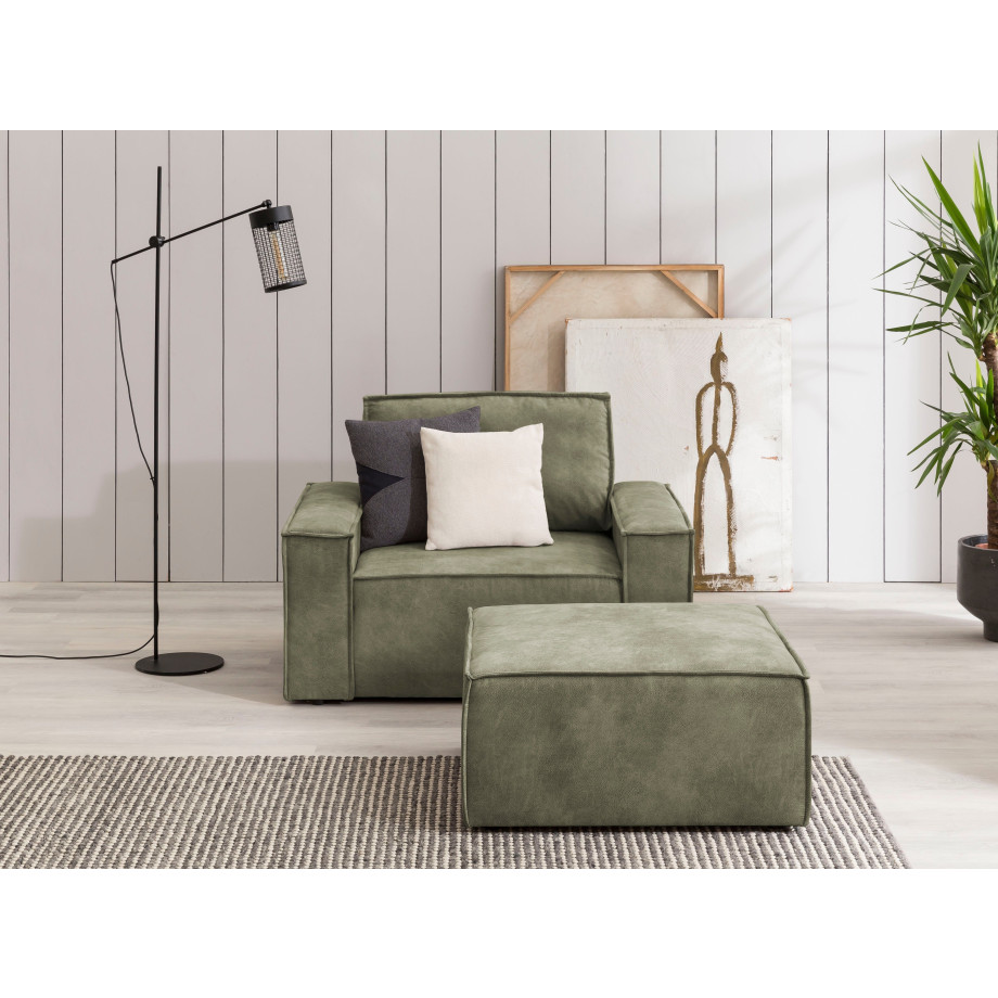 Home affaire Fauteuil Sherwood Loveseat en hocker als set, passend bij de bekleding-serie SHERWOOD afbeelding 1