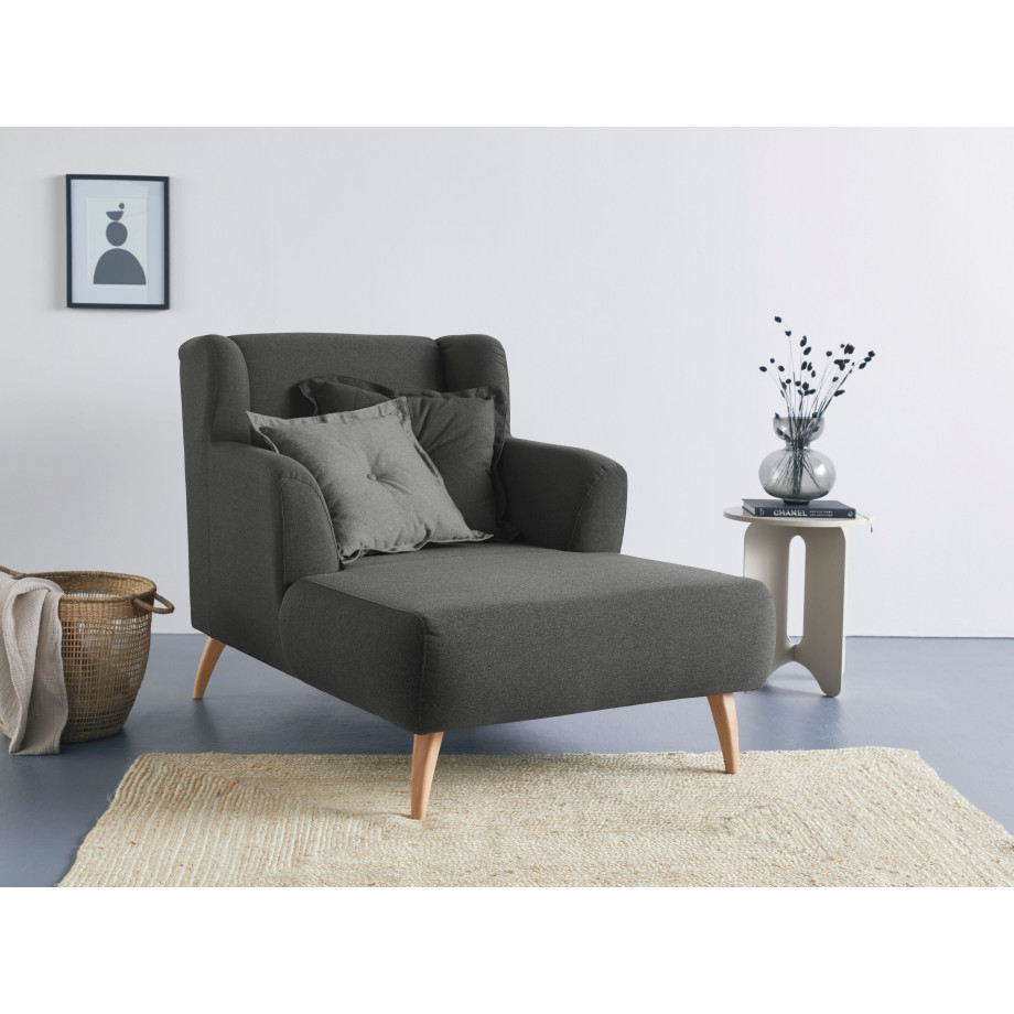 Home affaire Loveseat Baggio met houten voetjes afbeelding 1