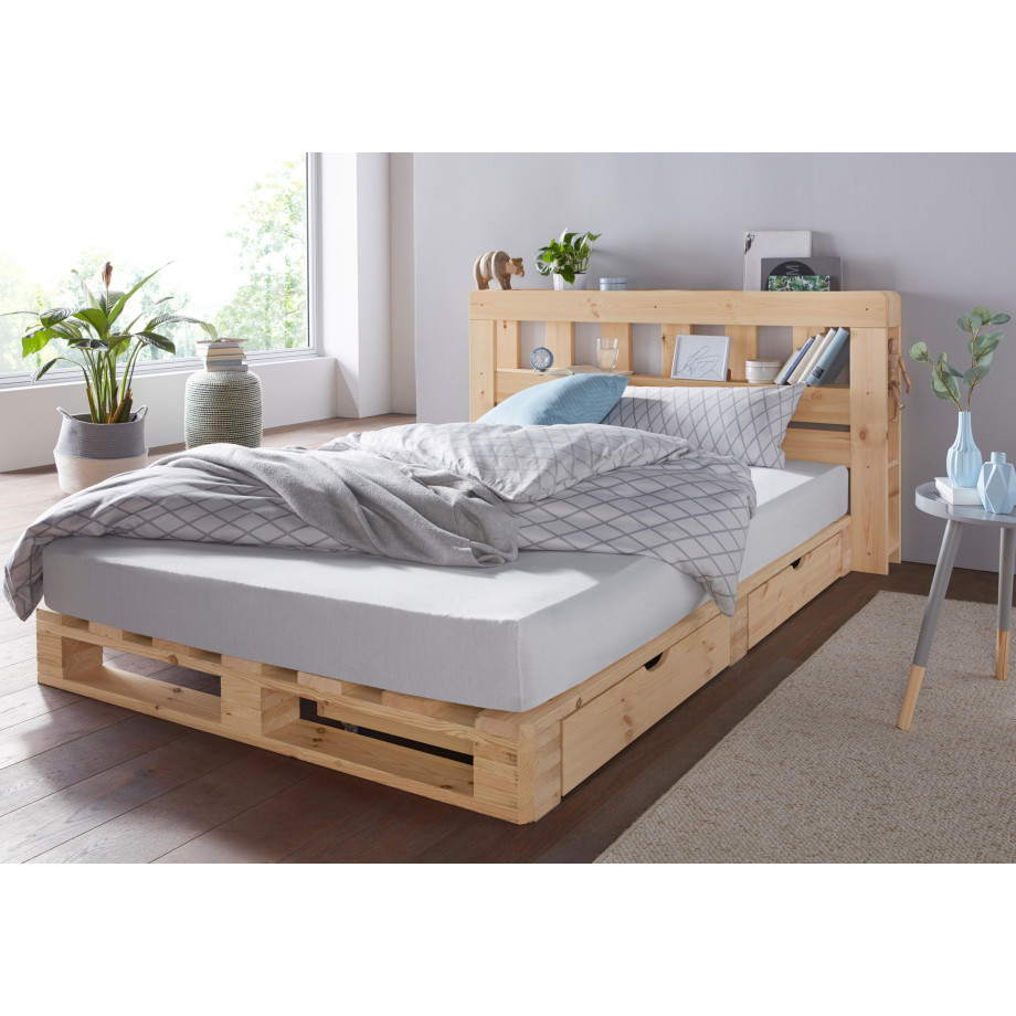 Home affaire Palletbed Alasco gecertificeerd massief hout, uit te breiden tot tweepersoons- of familiebed afbeelding 1