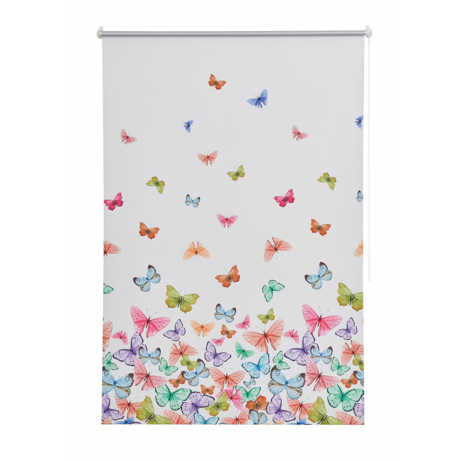 Home affaire Rolgordijn met zijbediening Butterfly Hittebescherming, vlinders, multicolour, gedessineerd, klemsteun (1 stuk) afbeelding 1