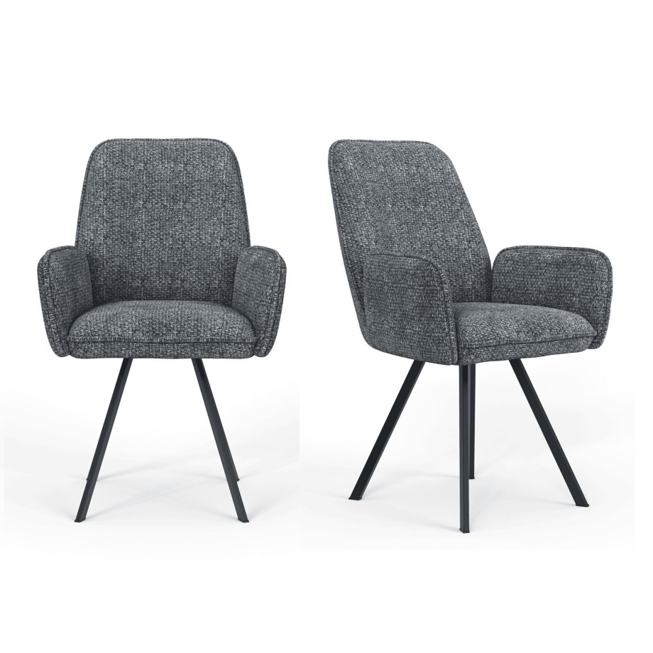 Home affaire Stoel met armleuningen Mily eetkamerstoel, gestoffeerde fauteuil, woonstoel, eetstoel met armleuningen (set, 2 stuks) afbeelding 1