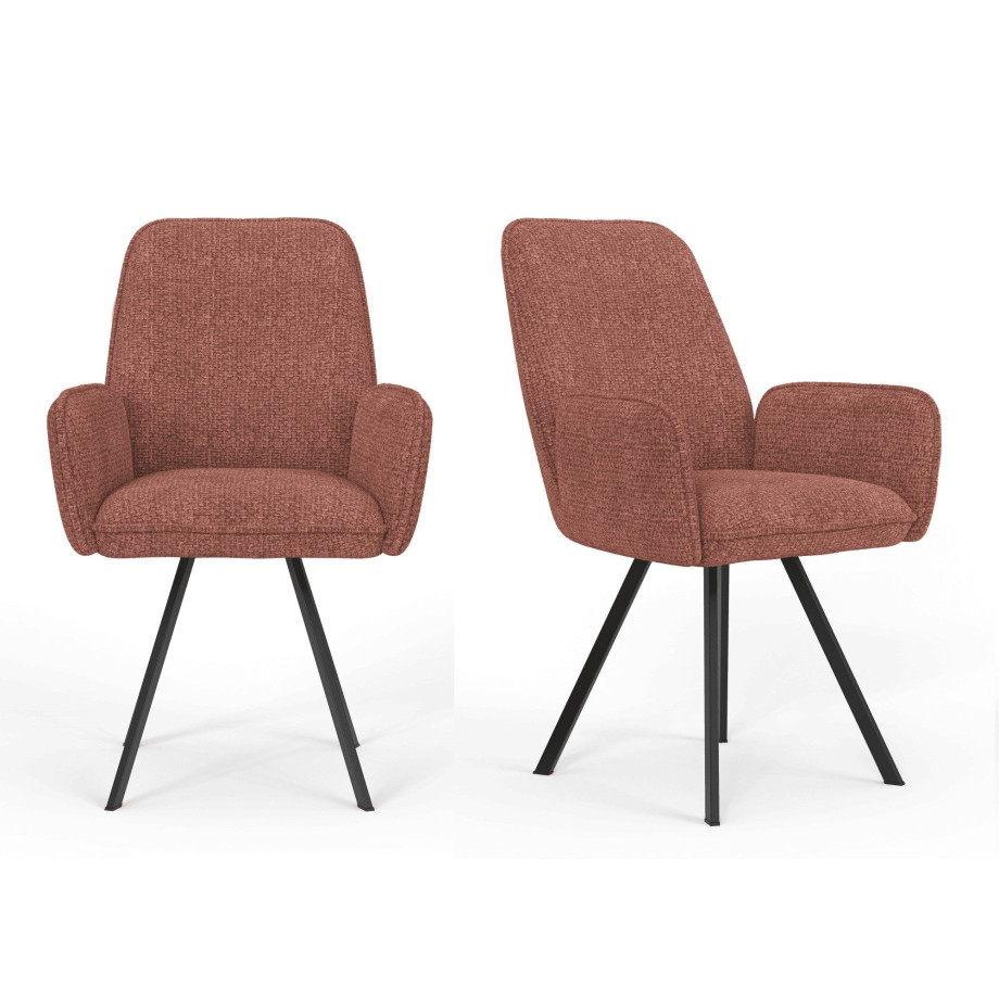 Home affaire Stoel met armleuningen Mily eetkamerstoel, gestoffeerde fauteuil, woonstoel, eetstoel met armleuningen (set, 2 stuks) afbeelding 1