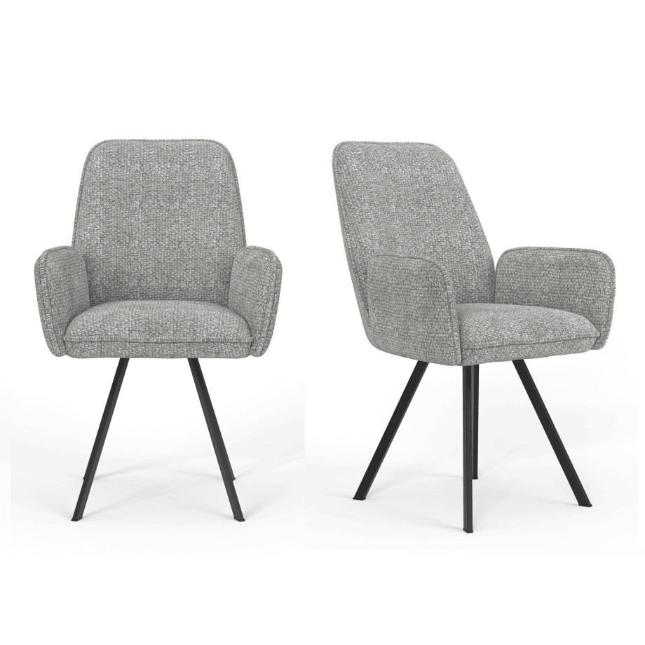 Home affaire Stoel met armleuningen Mily eetkamerstoel, gestoffeerde fauteuil, woonstoel, eetstoel met armleuningen (set, 2 stuks) afbeelding 1