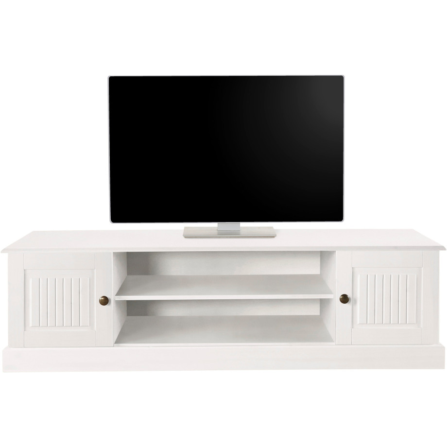 Home affaire Tv-meubel Liotta met kabeldoorgang en 1 losse plank, massief grenen afbeelding 1