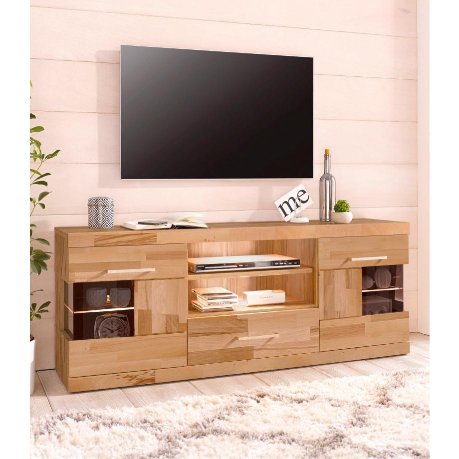 Home affaire Tv-meubel Ribe Breedte 140 cm met 1 lade en 2 deuren met glasinzet afbeelding 1