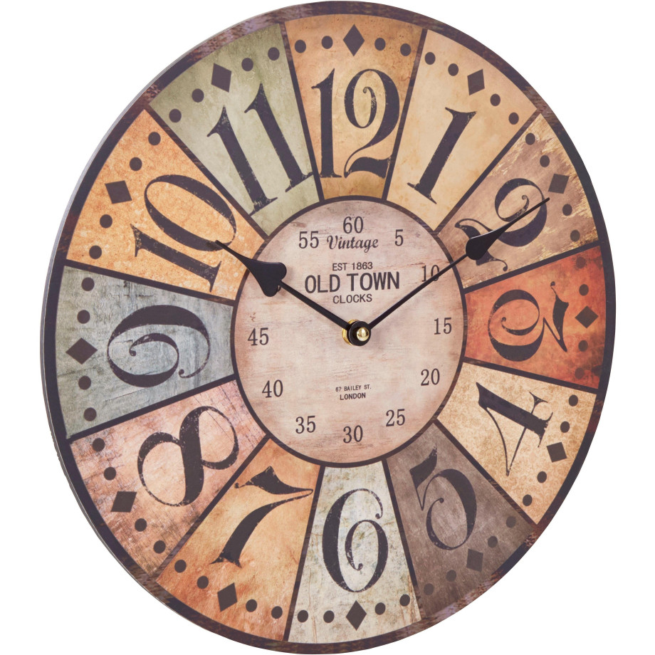 Home affaire Wandklok "Old Town" rond, ø 34 cm, vintage-look (1-delig) afbeelding 1