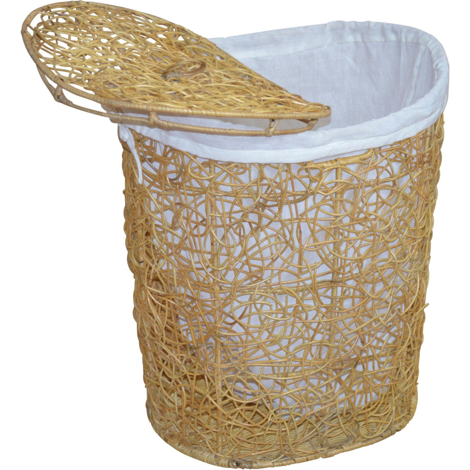 Home affaire Wasmand Rotan-vlechtwerk, met stofinzet en deksel, hoogte 62 cm afbeelding 1