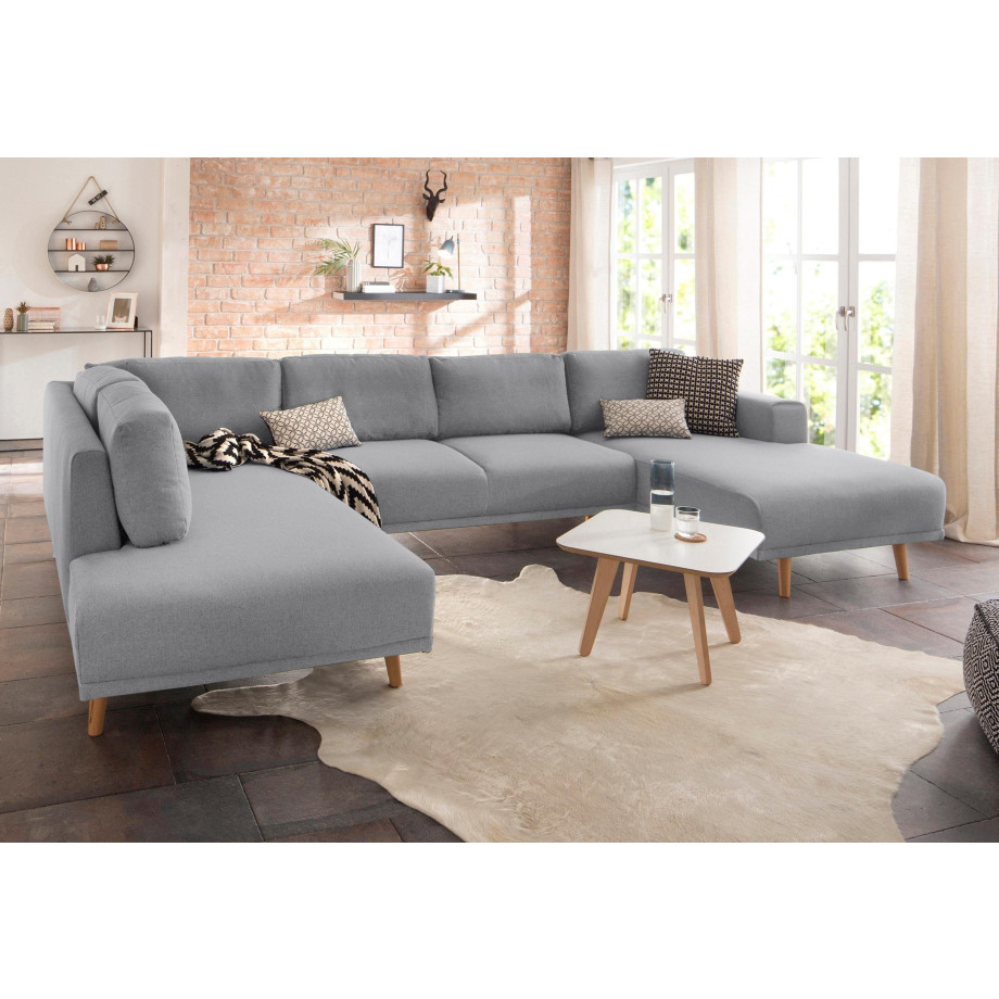 Home affaire Zithoek Lasse U-vorm in scandinavische stijl met houten poten afbeelding 1