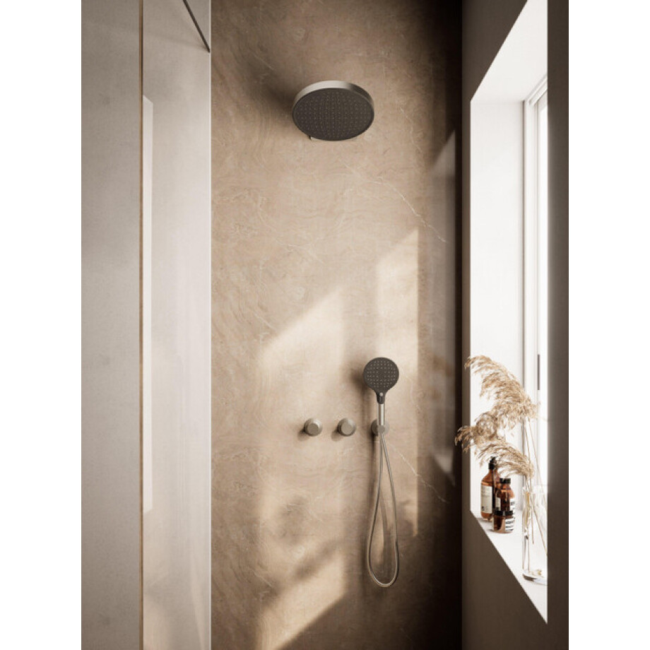 Hotbath ACE Regendoucheset - inbouwkraan - thermostatisch - 30cm hoofddouche - handdouche - geborsteld nikkel SWAC009GN afbeelding 1