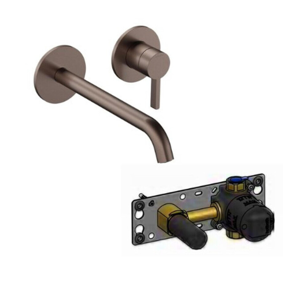 Hotbath Ace Wastafelmengkraan inbouw - afbouwdeel - 20cm - inbouwdeel - geborsteld koper PVD SW1117626/SW1118024 Hotbath Ace Wastafelmengkraan inbouw - afbouwdeel - 20cm - inbouwdeel - geborsteld koper PVD SW1117626/SW1118024 afbeelding 1