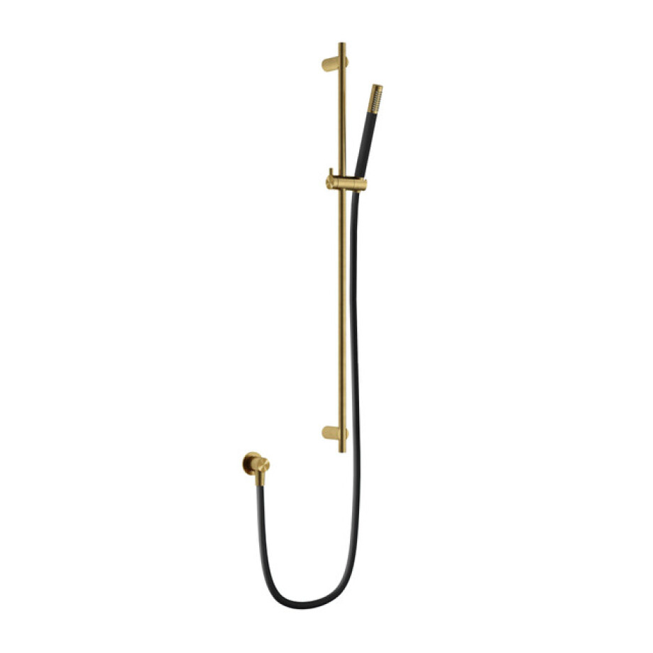 Hotbath Archie Glijstang - 90cm - wanduitlaat - doucheslang 1.5m - handdouche - geborsteld messing PVD AR317BBP afbeelding 1