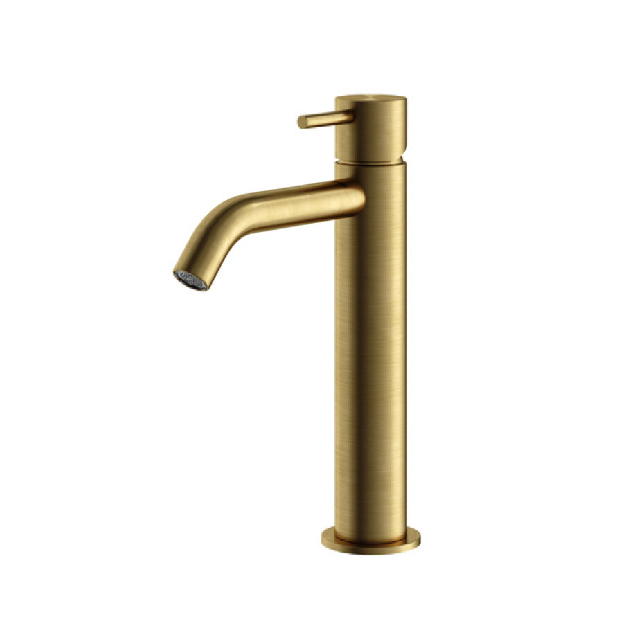 Hotbath Archie Wastafelmengkraan zonder waste Middel BBP Geborsteld Messing PVD AR003MBBP afbeelding 1