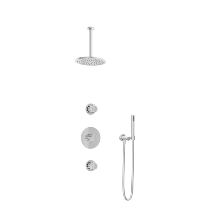 Hotbath Buddy IBS1 Regendoucheset - 2 stopkranen - 30cm plafondarm - 20cm ronde hoofddouche - staafhanddouche - chroom IBS1CR3 afbeelding 1