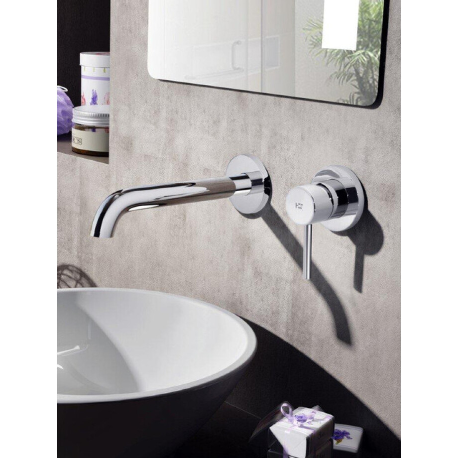 Hotbath Buddy wastafelmengkraan gebogen uitloop 2 rozetten geborsteld nikkel B005JGN Hotbath Buddy wastafelmengkraan gebogen uitloop 2 rozetten geborsteld nikkel B005JGN afbeelding 1