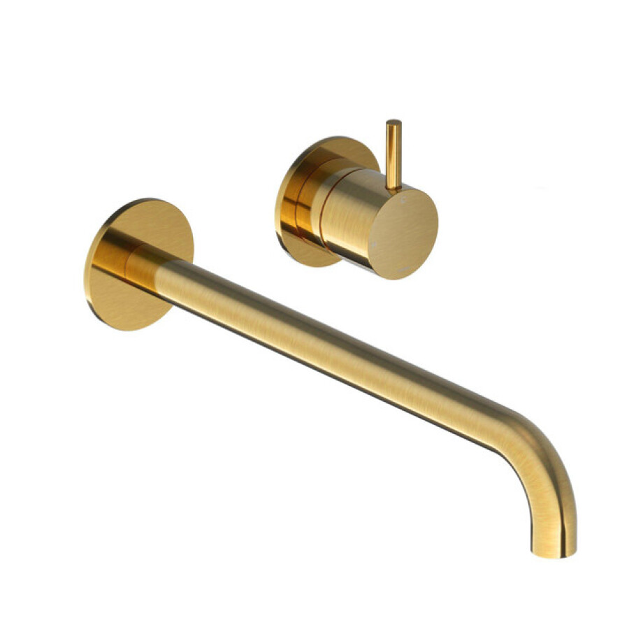 Hotbath Cobber afbouwdeel inbouw wastafelmengkraan en 25 cm uitloop geborsteld messing (goud) PVD CB005EXT25BBP afbeelding 1