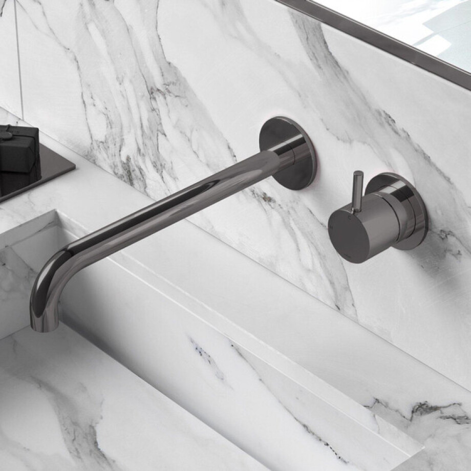 Hotbath Cobber afbouwdeel inbouw wastafelmengkraan en 25 cm uitloop zwart chroom CB005EXT25BK afbeelding 1