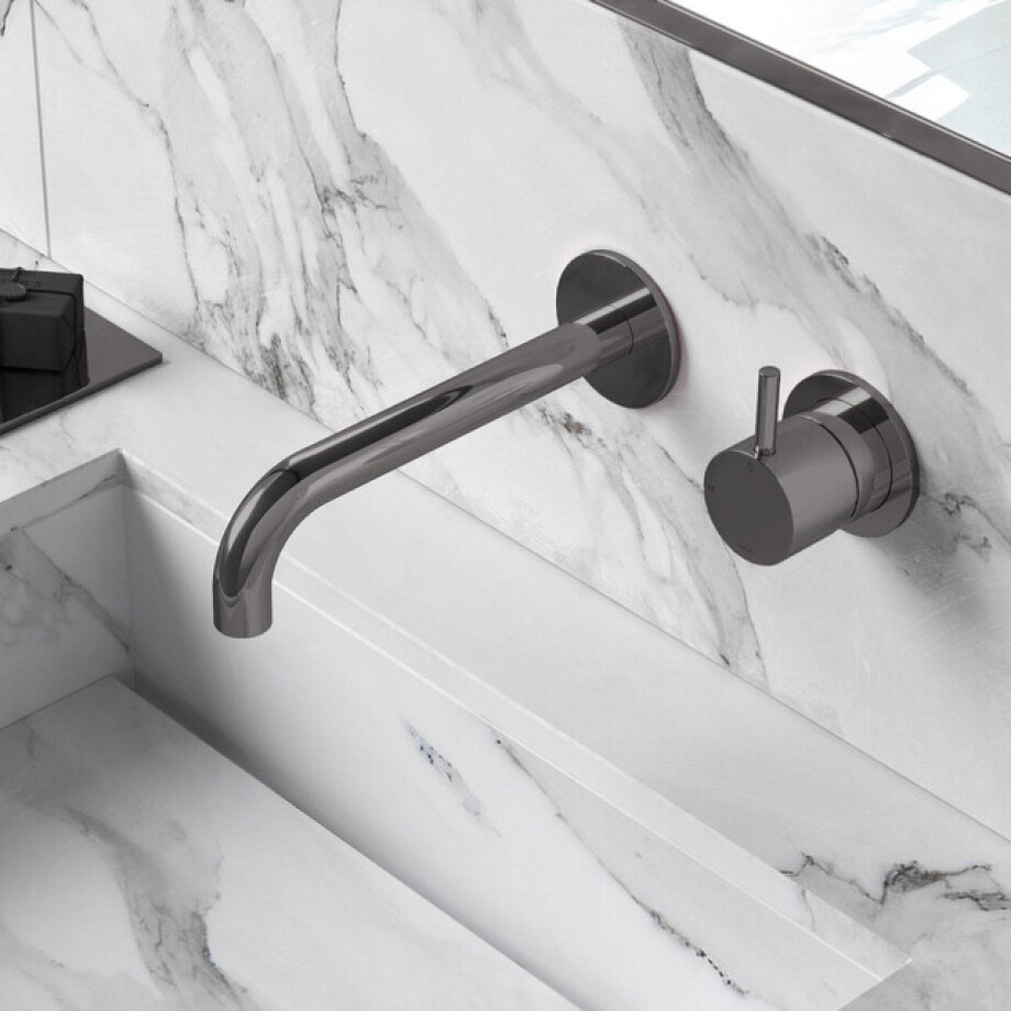 Hotbath Cobber afbouwdeel inbouw wastafelmengkraan met 18 cm uitloop zwart chroom CB005EXT18BK afbeelding 1