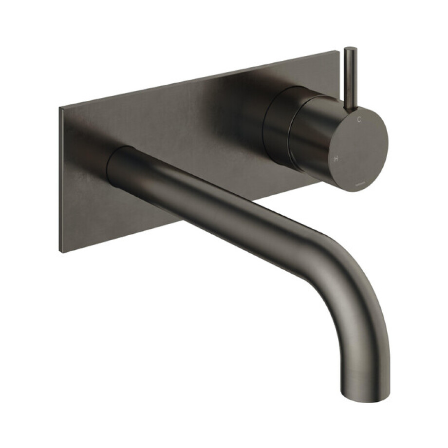 Hotbath Cobber afbouwdeel inbouw wastafelmengkraan met achterplaat en 18 cm uitloop verouderd ijzer CB006EXT18AI afbeelding 1
