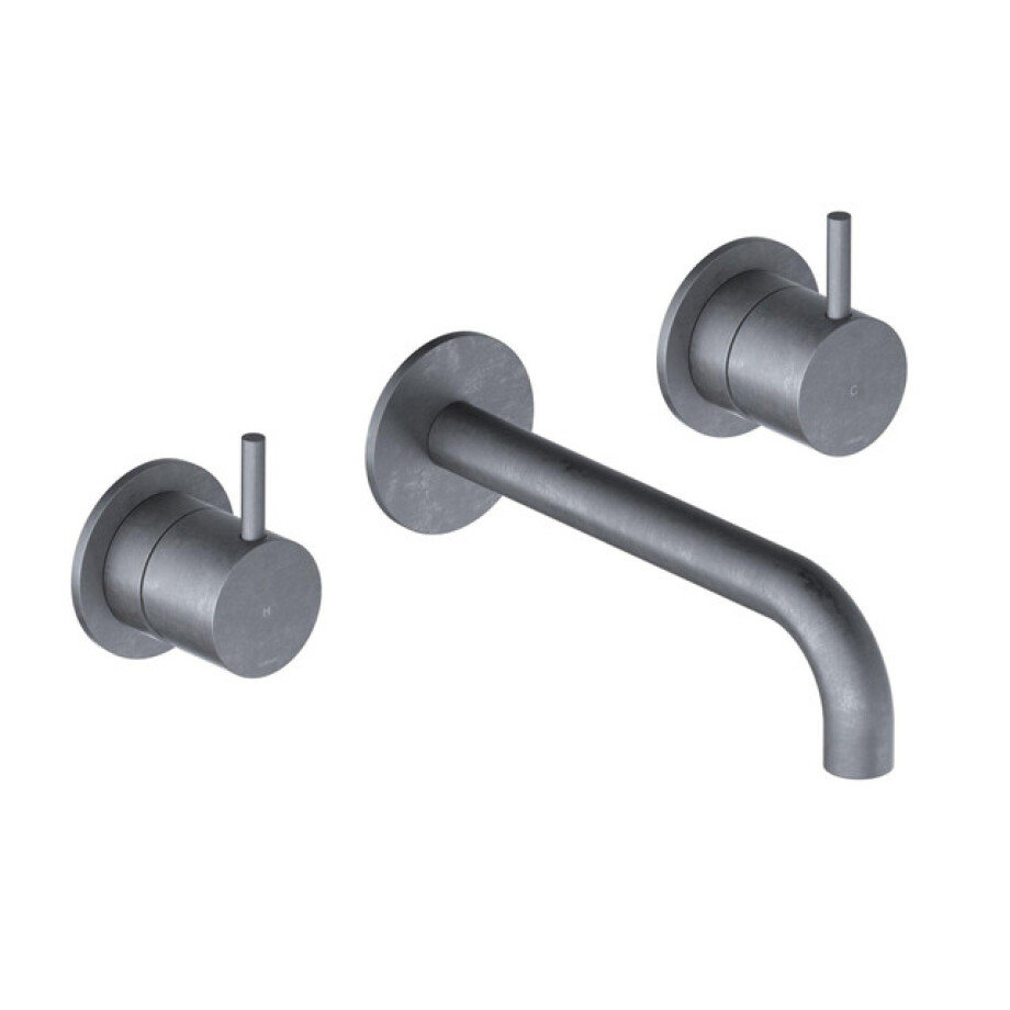 Hotbath Cobber afbouwdeel wastafelmengkraan en 18 cm uitloop verouderd ijzer CB005TEXT18AI afbeelding 1