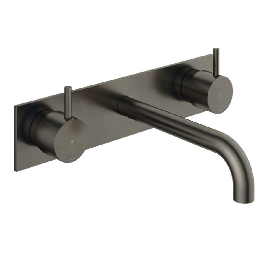 Hotbath Cobber afbouwdeel wastafelmengkraan met achterplaat en 18 cm uitloop verouderd ijzer CB006TEXT18AI afbeelding 1