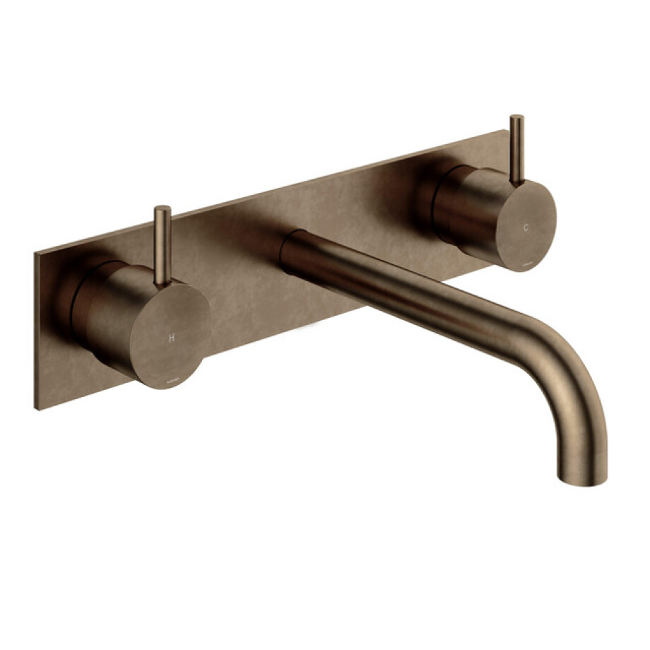 Hotbath Cobber afbouwdeel wastafelmengkraan met achterplaat en 18 cm uitloop verouderd messing CB006TEXT18AB afbeelding 1