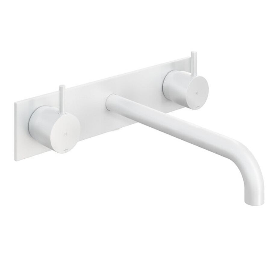 Hotbath Cobber afbouwdeel wastafelmengkraan met achterplaat en 25 cm uitloop mat wit CB006TEXT25WH Hotbath Cobber afbouwdeel wastafelmengkraan met achterplaat en 25 cm uitloop mat wit CB006TEXT25WH afbeelding 1