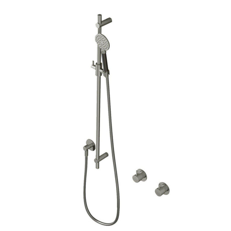 Hotbath Cobber glijstang 90cm met wandaansluitbocht 150cm doucheslang en ronde handdouche nikkel geborsteld M308GN Hotbath Cobber glijstang 90cm met wandaansluitbocht 150cm doucheslang en ronde handdouche nikkel geborsteld M308GN afbeelding 1