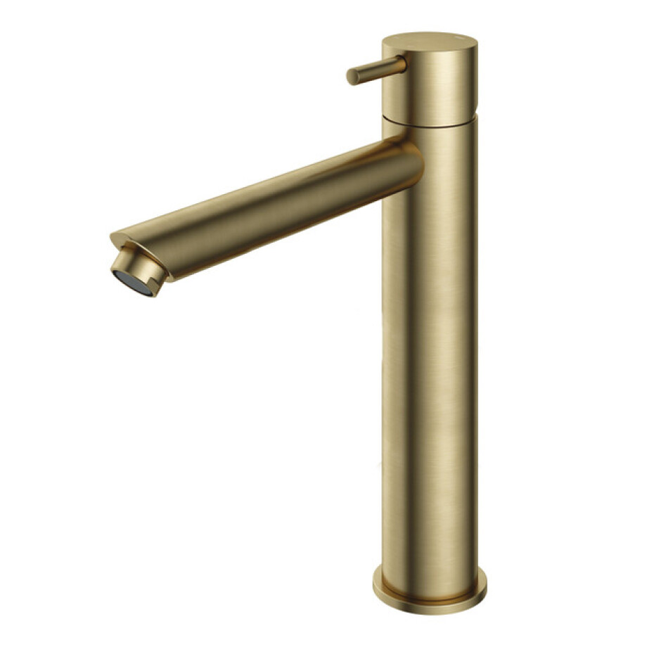 Hotbath Cobber hoge wastafelmengkraan met rechte uitloop zonder waste geborsteld messing CB003HSBB afbeelding 1