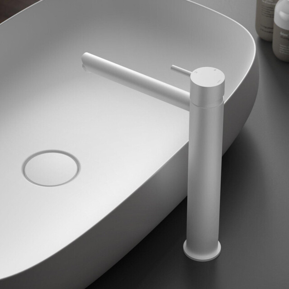 Hotbath Cobber hoge wastafelmengkraan met rechte uitloop zonder waste mat wit CB003HSWH afbeelding 1