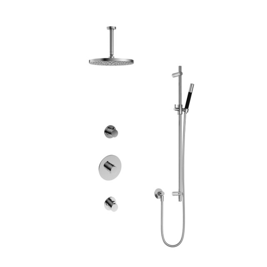 Hotbath Cobber IBS20 Regendoucheset inbouw - 15cm plafondarm - 30cm ronde hoofddouche - staafhanddouche - glijstang - chroom IBS20CR257 afbeelding 1