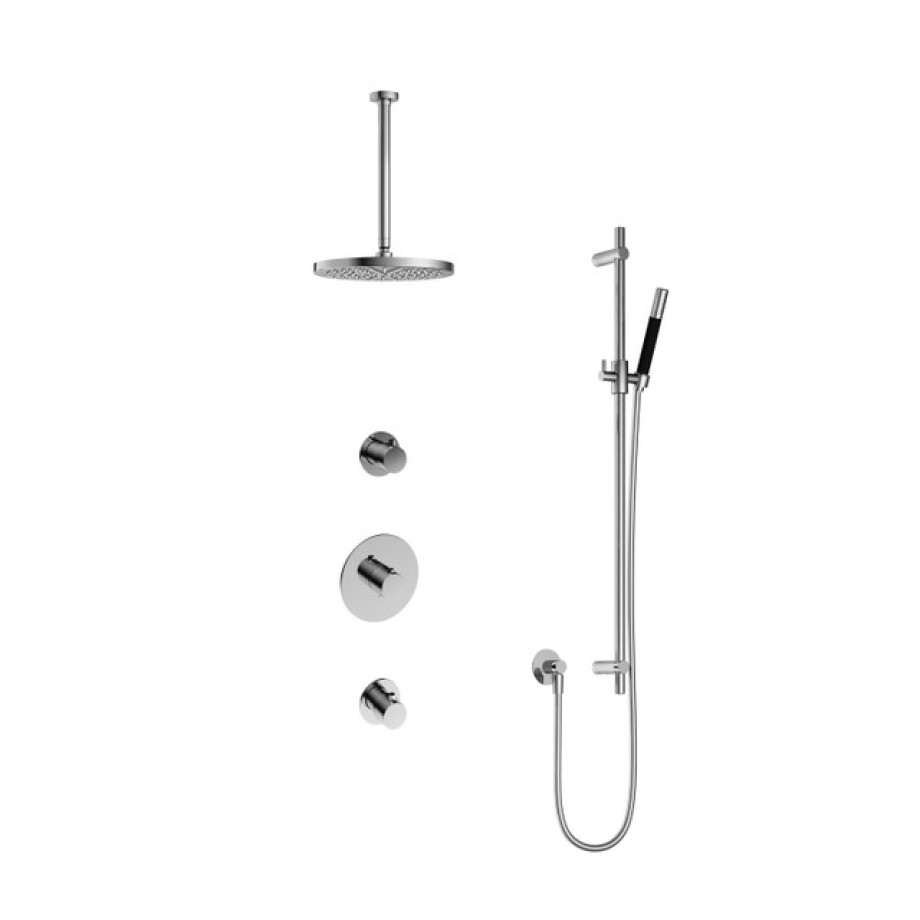 Hotbath Cobber IBS20 Regendoucheset inbouw - 30cm plafondarm - 30cm ronde hoofddouche - staafhanddouche - glijstang - chroom IBS20CR357 afbeelding 1
