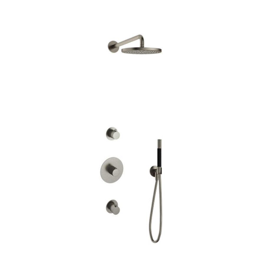 Hotbath Cobber IBS20 Regendoucheset inbouw - 35cm wandarm - 20cm ronde hoofddouche - staafhanddouche - nikkel geborsteld IBS20GN afbeelding 1