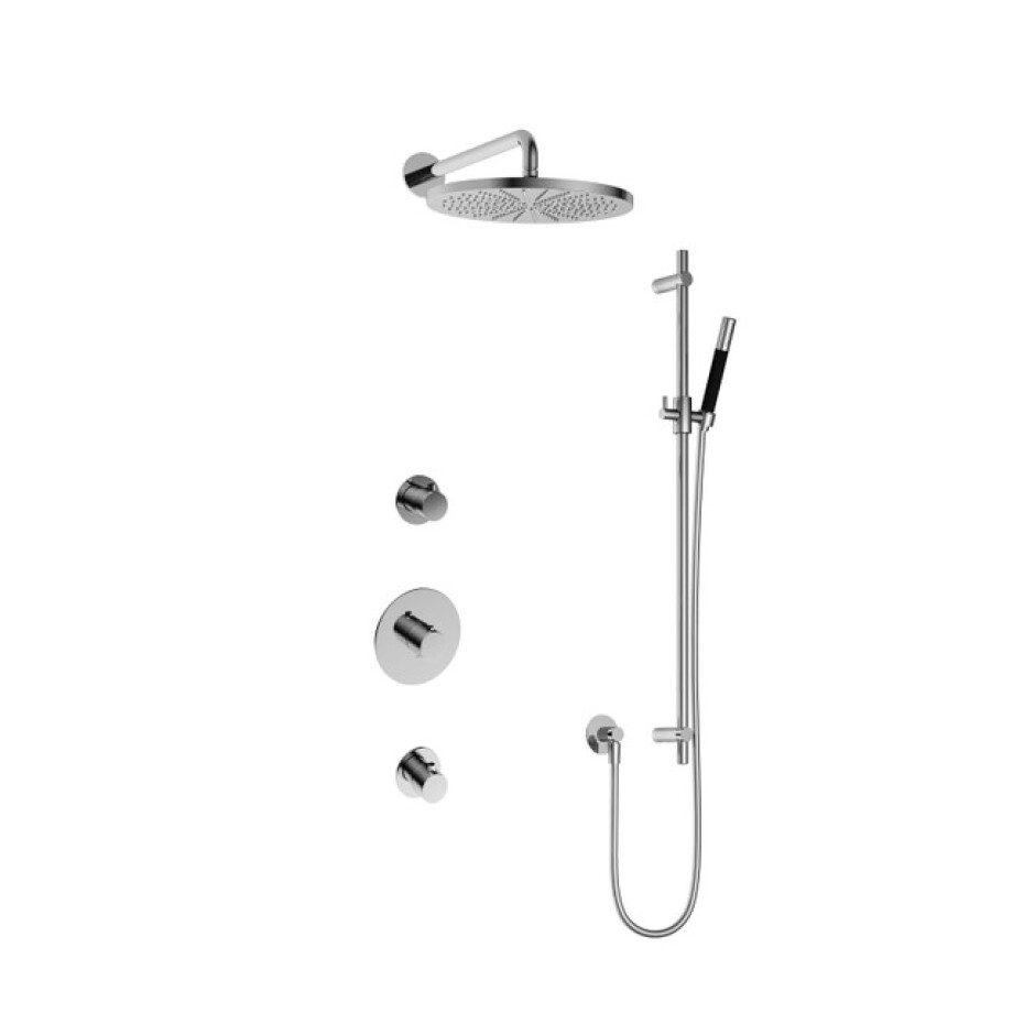 Hotbath Cobber IBS20 Regendoucheset inbouw - 35cm wandarm - 30cm ronde hoofddouche - staafhanddouche - glijstang - chroom IBS20CR57 afbeelding 1