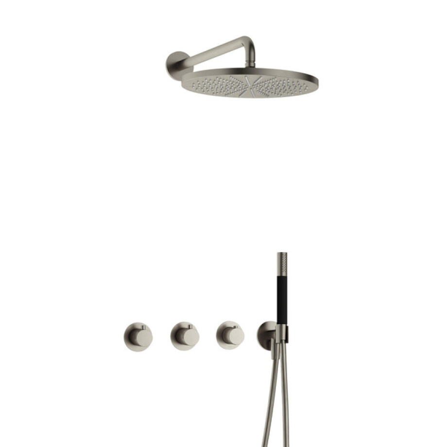 Hotbath Cobber IBS70 Regendoucheset inbouw - 38.5cm wandarm - 30cm ronde hoofddouche - staafhanddouche - nikkel geborsteld IBS70GN5 Hotbath Cobber IBS70 Regendoucheset inbouw - 38.5cm wandarm - 30cm ronde hoofddouche - staafhanddouche - nikkel geborsteld IBS70GN5 afbeelding 1