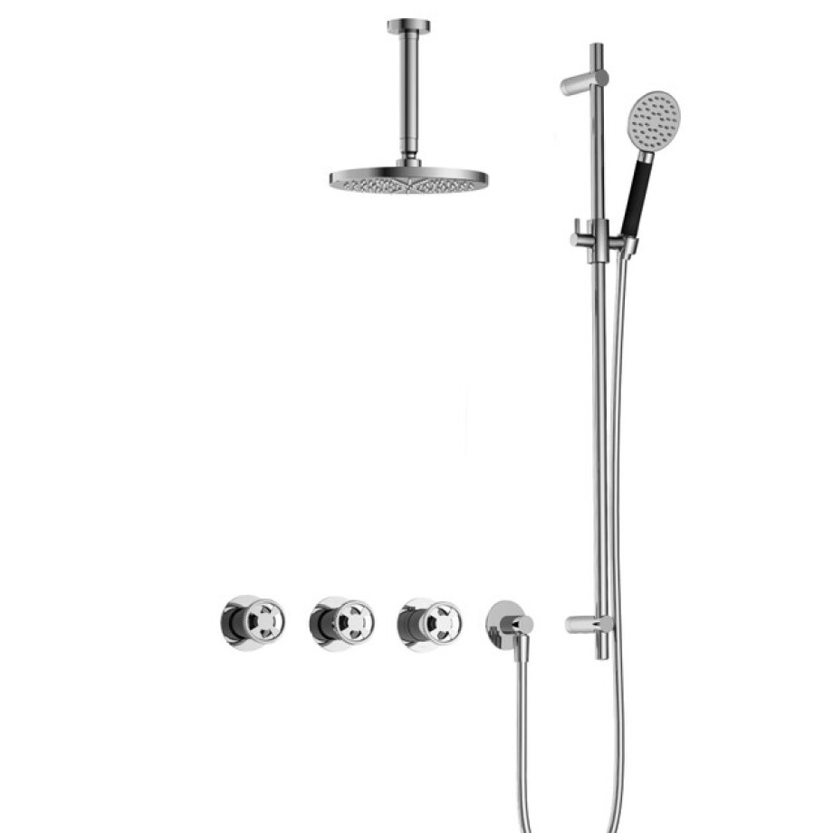 Hotbath Cobber IBSW70 Regendoucheset inbouw - 15cm plafondarm - 20cm ronde hoofddouche - 3 standen handdouche - glijstang - chroom IBSW70CR127 afbeelding 1
