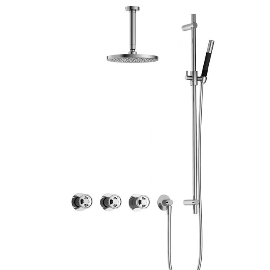 Hotbath Cobber IBSW70 Regendoucheset inbouw - 15cm plafondarm - 20cm ronde hoofddouche - staafhanddouche - glijstang - chroom IBSW70CR27 afbeelding 1