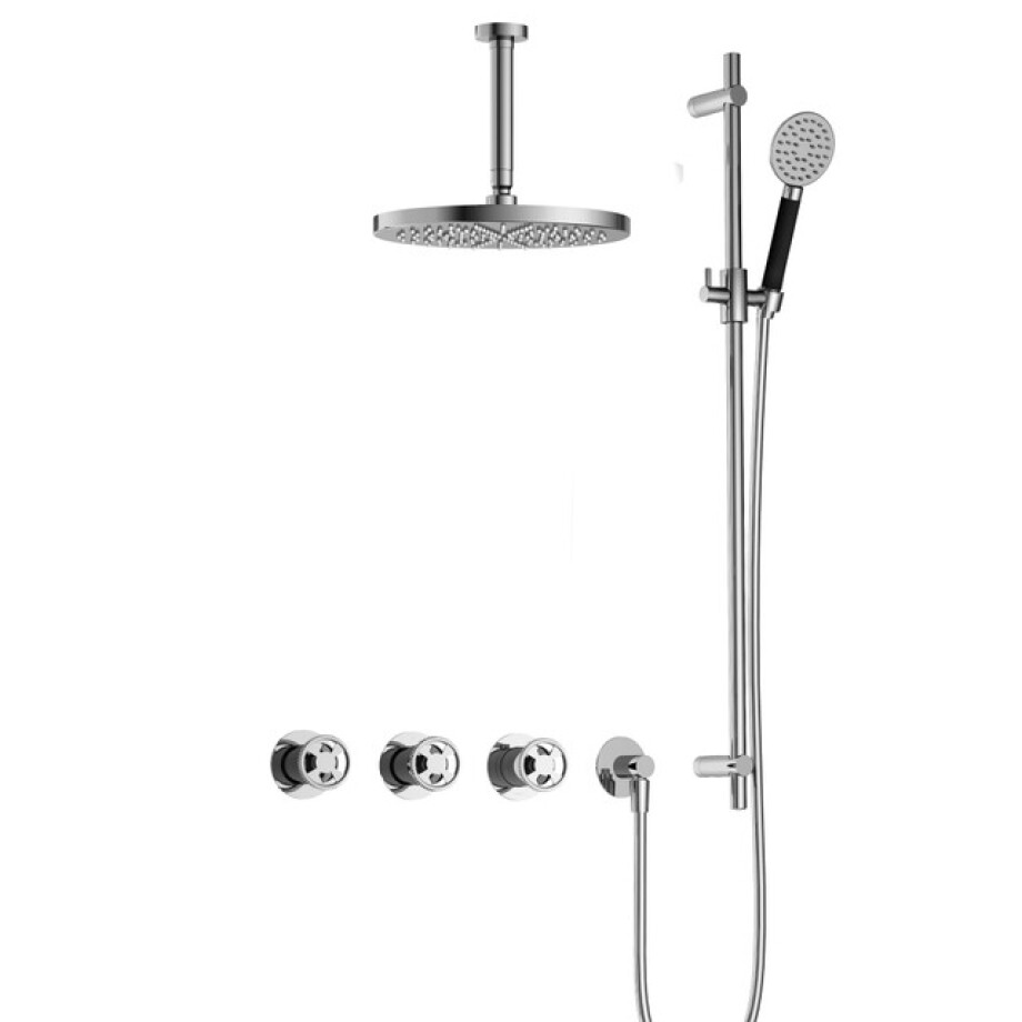 Hotbath Cobber IBSW70 Regendoucheset inbouw - 15cm plafondarm - 30cm ronde hoofddouche - 3 standen handdouche - glijstang - chroom IBSW70CR1257 afbeelding 1