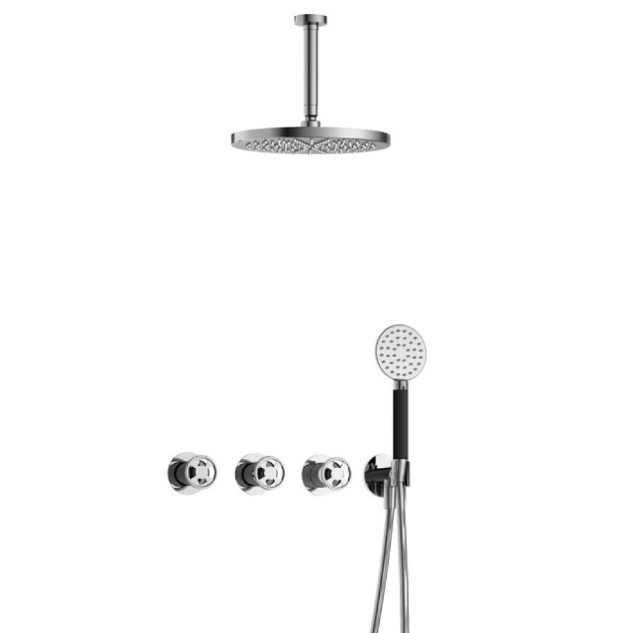 Hotbath Cobber IBSW70 Regendoucheset inbouw - 15cm plafondarm - 30cm ronde hoofddouche - 3 standen handdouche - chroom IBSW70CR125 afbeelding 1