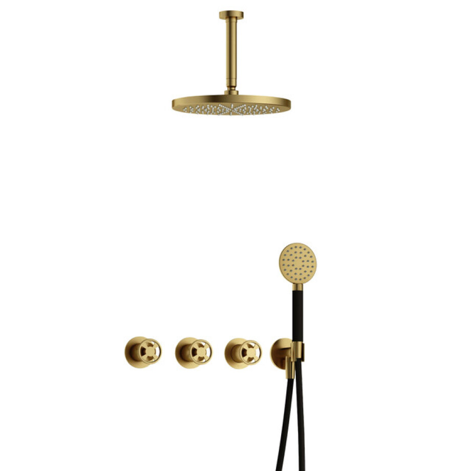 Hotbath Cobber IBSW70 Regendoucheset inbouw - 15cm plafondarm - 30cm ronde hoofddouche - 3 standen handdouche - Geborsteld messing PVD IBSW70BBP125 Hotbath Cobber IBSW70 Regendoucheset inbouw - 15cm plafondarm - 30cm ronde hoofddouche - 3 standen handdouche - Geborsteld messing PVD IBSW70BBP125 afbeelding 1