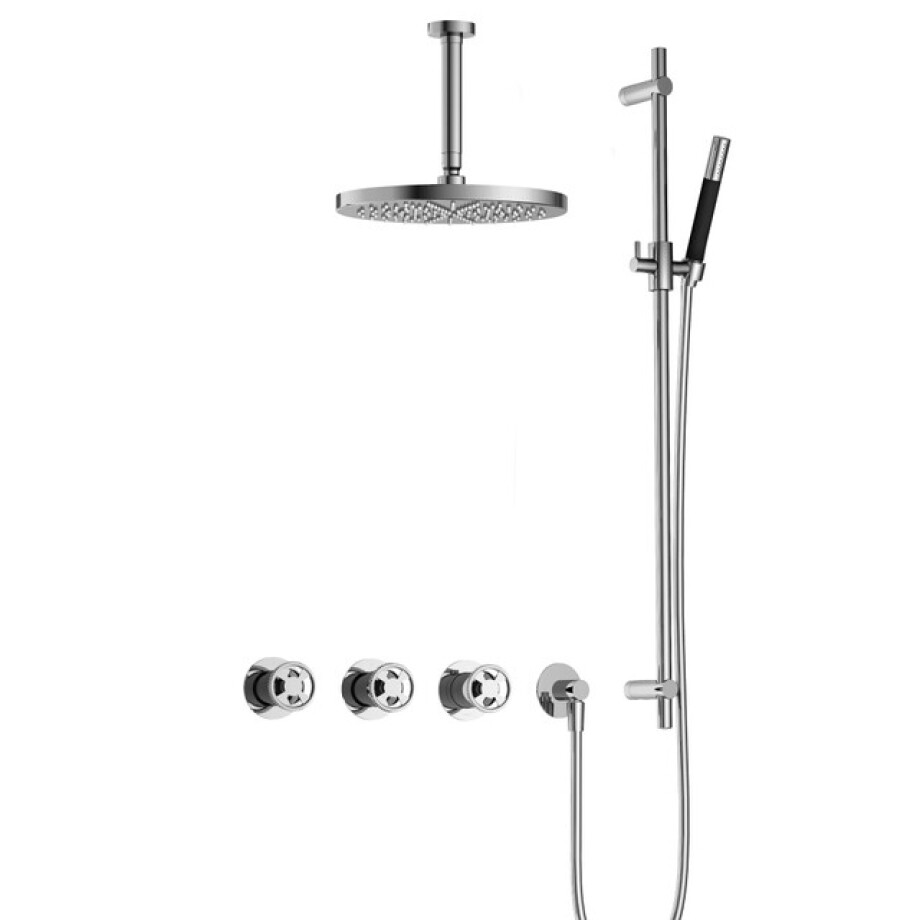 Hotbath Cobber IBSW70 Regendoucheset inbouw - 15cm plafondarm - 30cm ronde hoofddouche - staafhanddouche - glijstang - chroom IBSW70CR257 afbeelding 1