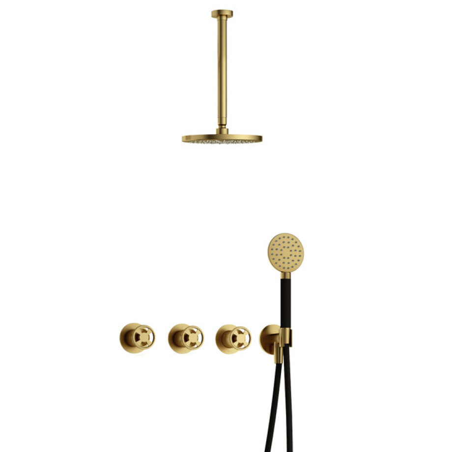 Hotbath Cobber IBSW70 Regendoucheset inbouw - 30cm plafondarm - 20cm ronde hoofddouche - 3 standen handdouche - Geborsteld messing PVD IBSW70BBP13 Hotbath Cobber IBSW70 Regendoucheset inbouw - 30cm plafondarm - 20cm ronde hoofddouche - 3 standen handdouche - Geborsteld messing PVD IBSW70BBP13 afbeelding 1