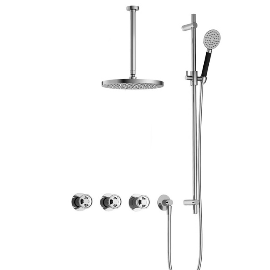 Hotbath Cobber IBSW70 Regendoucheset inbouw - 30cm plafondarm - 20cm ronde hoofddouche - 3 standen handdouche - glijstang - chroom IBSW70CR137 afbeelding 1