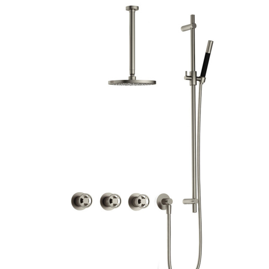 Hotbath Cobber IBSW70 Regendoucheset inbouw - 30cm plafondarm - 20cm ronde hoofddouche - staafhanddouche - glijstang - Geborsteld nikkel IBSW70GN37 afbeelding 1