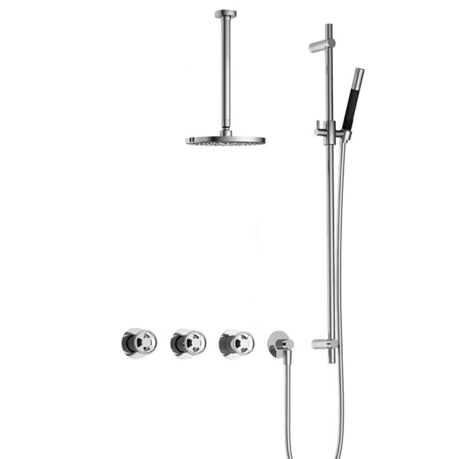 Hotbath Cobber IBSW70 Regendoucheset inbouw - 30cm plafondarm - 20cm ronde hoofddouche - staafhanddouche - glijstang - chroom IBSW70CR37 afbeelding 1